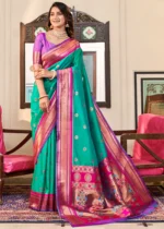 Green and Purple Paithani Silk Saree