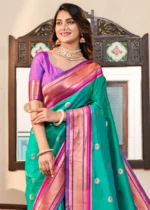 Green and Purple Paithani Silk Saree