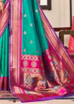 Green and Purple Paithani Silk Saree