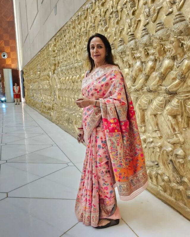 Hema Malini Wearing Urban Womania Jamawar Saree