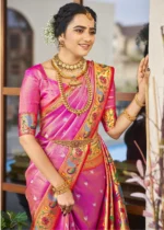 Hot Pink Paithani Silk Saree