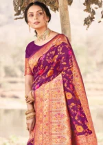 Imperial Purple Kashmiri Jamawar Saree