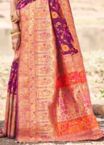 Imperial Purple Kashmiri Jamawar Saree