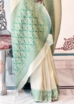 Ivory Beige Kanjivaram Saree