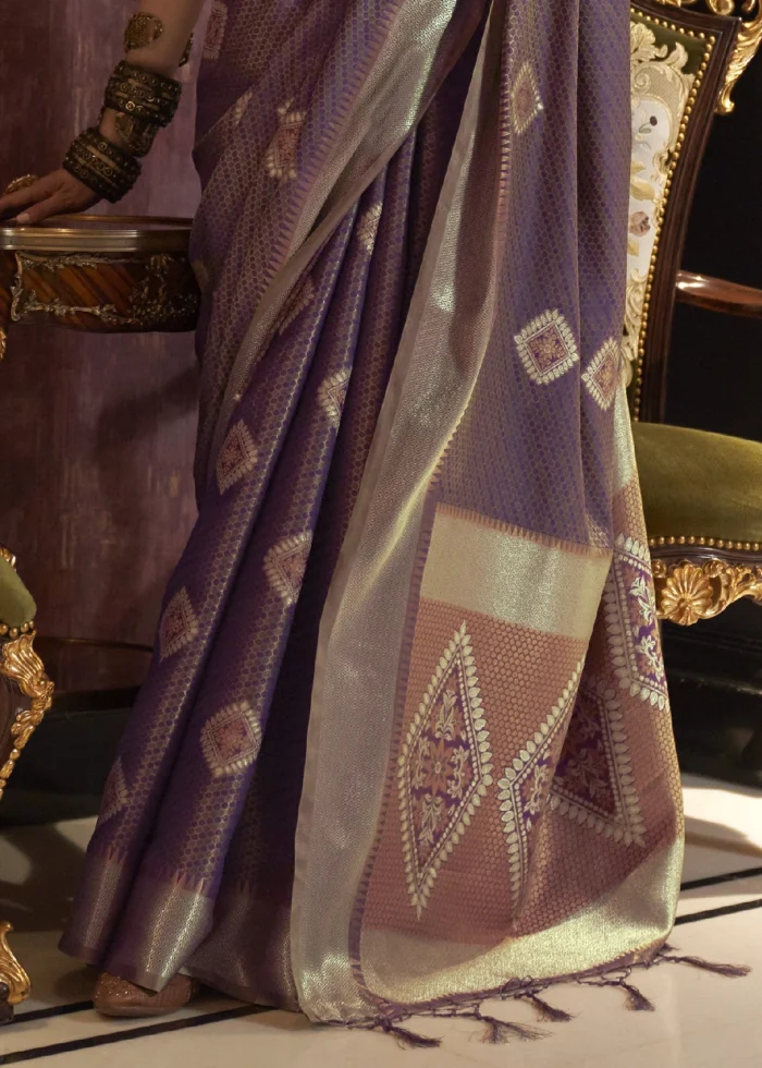 Lavender Purple Banarasi Silk Saree