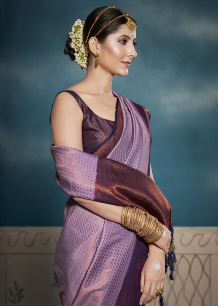 Lavender Purple Kanjivaram Saree