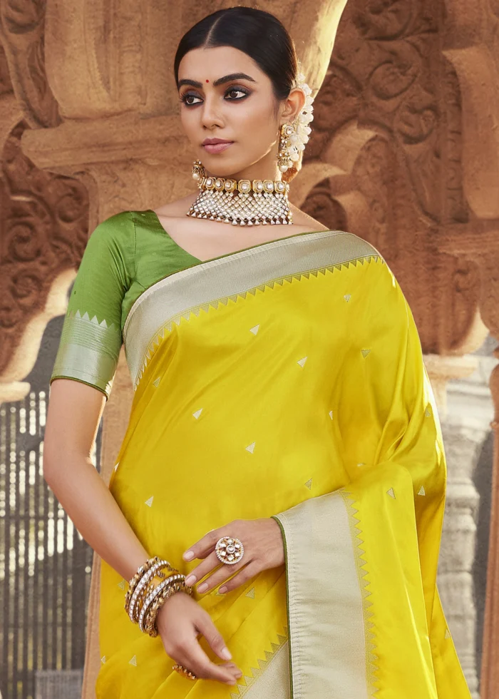 Lemon Yellow Paithani Saree