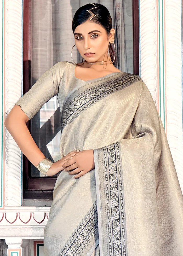 Light Gray Kanjivaram Saree