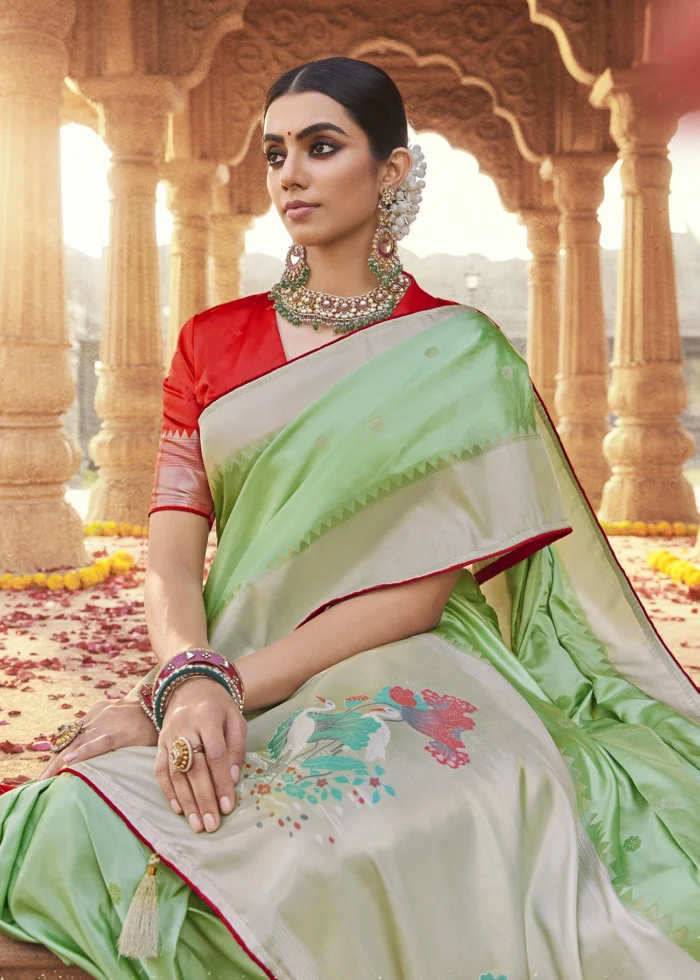 Light Green Paithani Saree