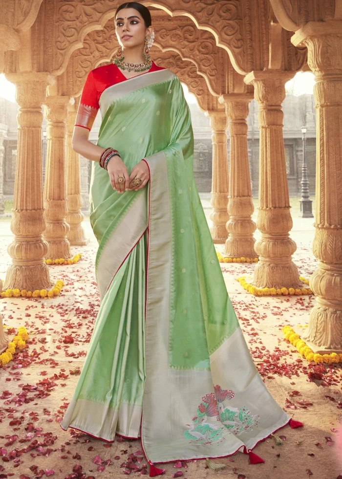 Light Green Paithani Saree