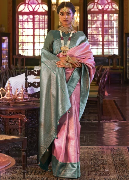 Lotus Pink Kanjivaram Saree