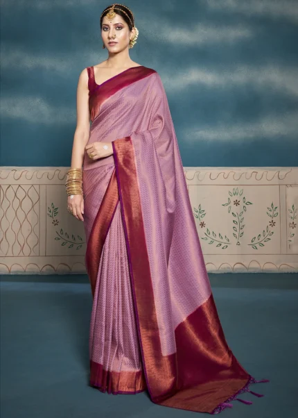 Lotus Pink Kanjivaram Saree