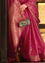 Magenta Pink Tussar Silk Saree