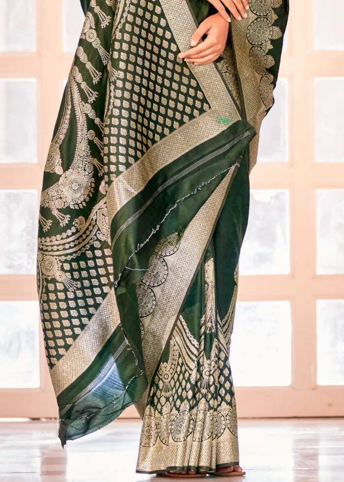 Mehndi Green Banarasi Saree