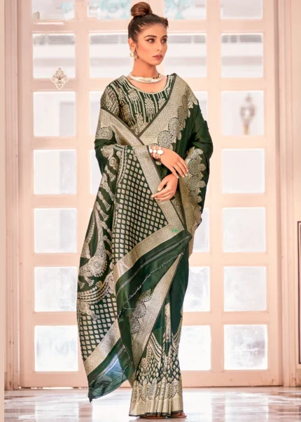 Mehndi Green Banarasi Saree