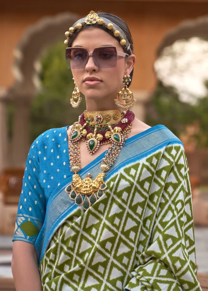 Mehndi Green Patola Saree