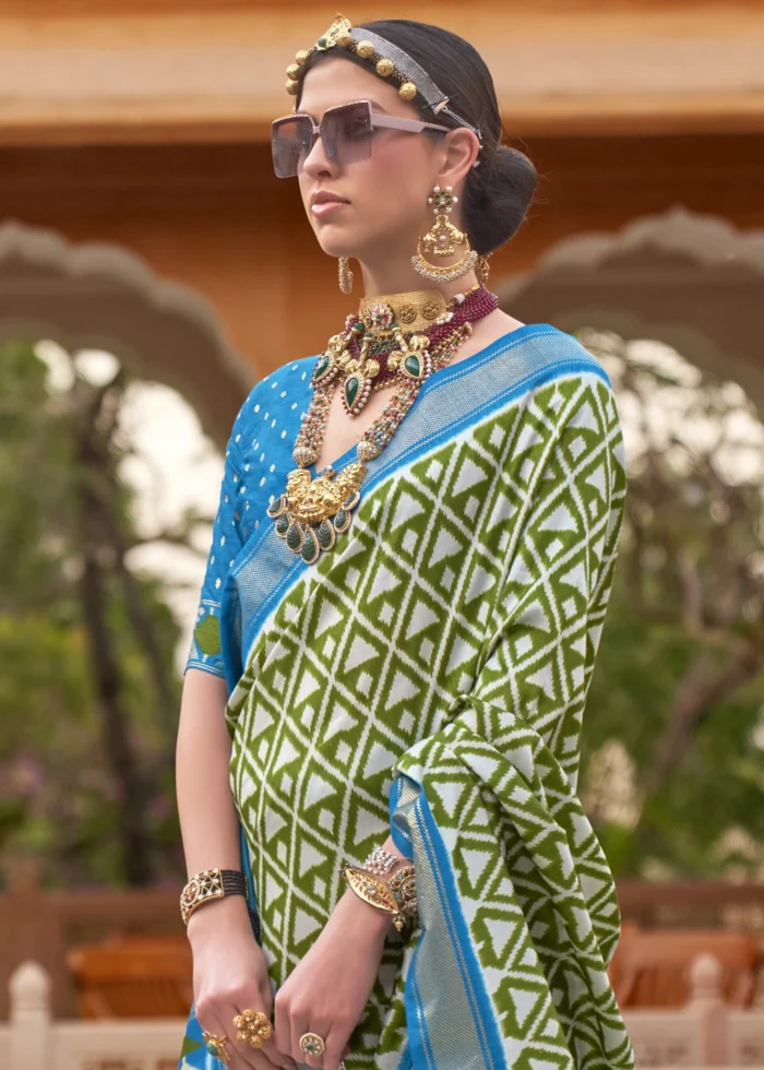 Mehndi Green Patola Saree