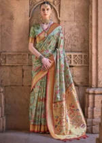 Mint Green Paithani Silk Saree