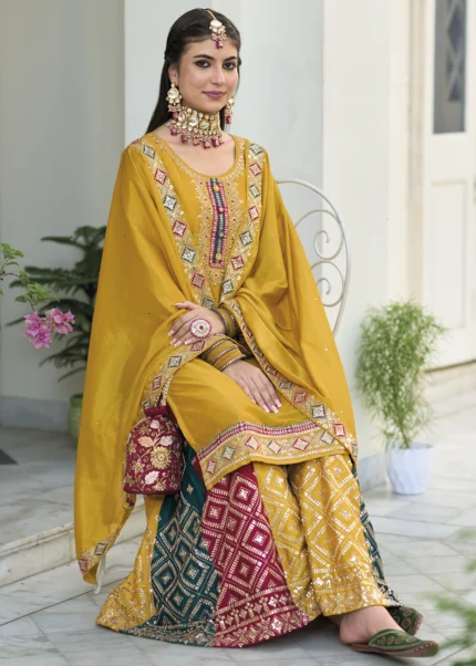 Mustard Yellow Palazzo Suit