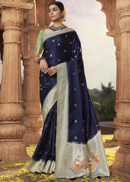 Navy Blue Paithani Saree