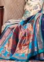 Navy Blue Paithani Silk Saree