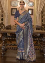 Navy Blue Patola Silk Saree