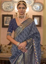 Navy Blue Patola Silk Saree