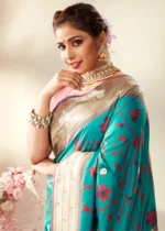 Ocean Blue Paithani Silk Saree