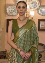 Olive Green Patola Silk Saree