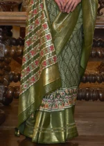 Olive Green Patola Silk Saree