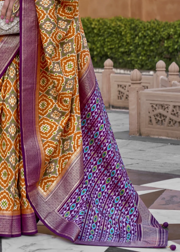 Orange & Purple Patola Saree