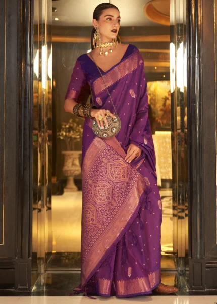 Orchid Purple Tussar Silk Saree