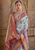 Pastel Blue Paithani Silk Saree