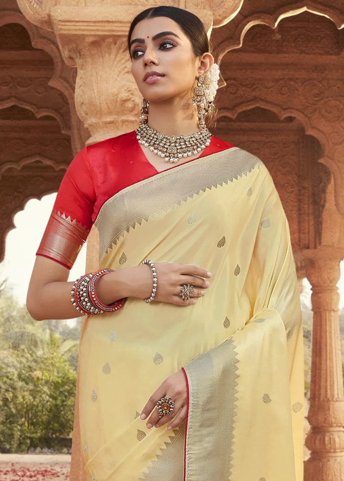 Pastel Yellow Paithani Saree