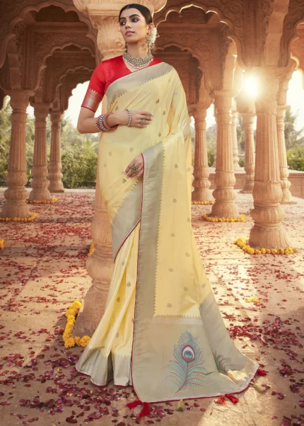 Pastel Yellow Paithani Saree