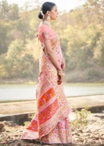 Peach Kashmiri Jamawar Saree