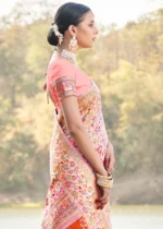 Peach Kashmiri Jamawar Saree