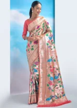 Peach Paithani Silk Saree