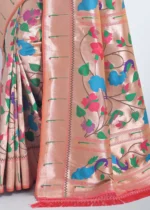 Peach Paithani Silk Saree