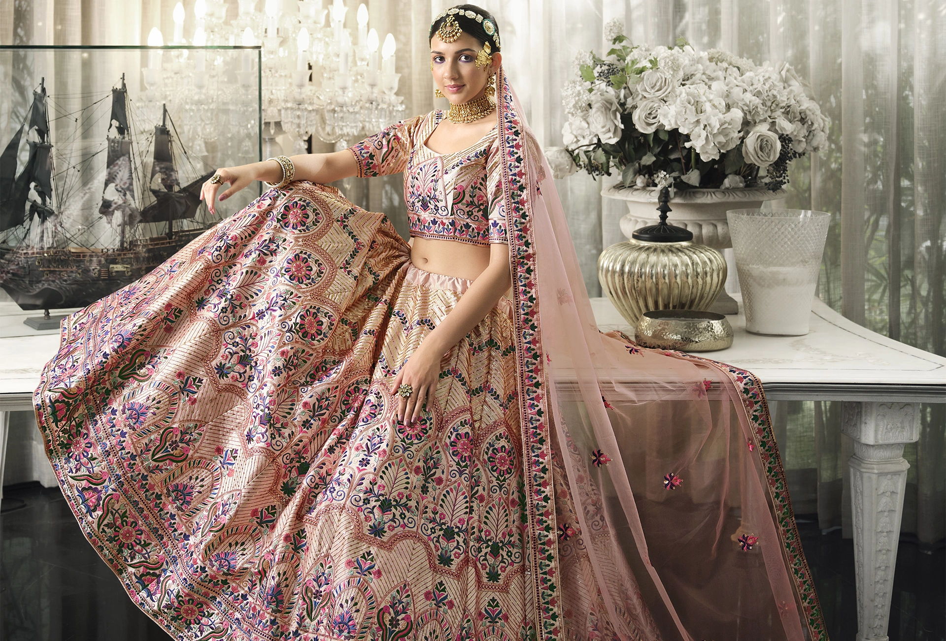 Peach Silk Lehenga