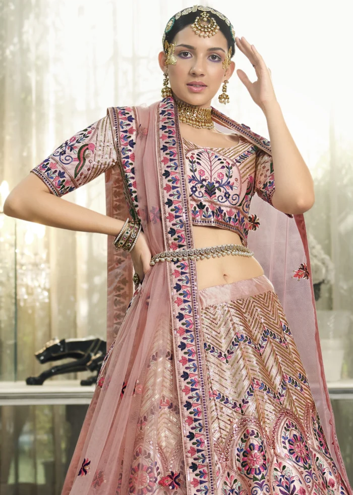 Peach Silk Lehenga