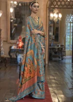 Peacock Blue Patola Silk Saree