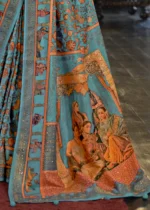 Peacock Blue Patola Silk Saree