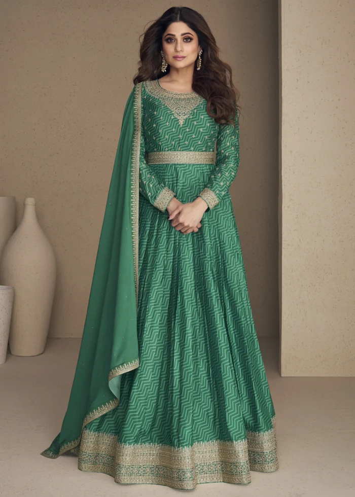 Pine Green Anarkali Gown