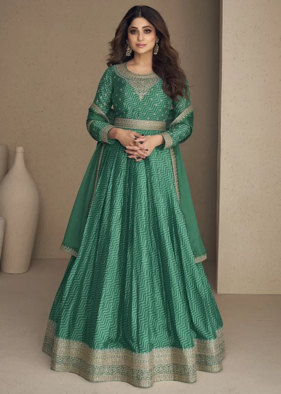 Pine Green Anarkali Gown