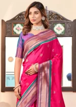 Pink and Purple Paithani Silk Saree