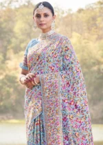 Powder Blue Kashmiri Jamawar Saree