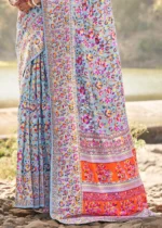 Powder Blue Kashmiri Jamawar Saree