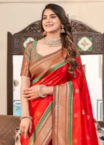 Red and Green Paithani Silk Saree