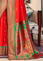 Red and Green Paithani Silk Saree